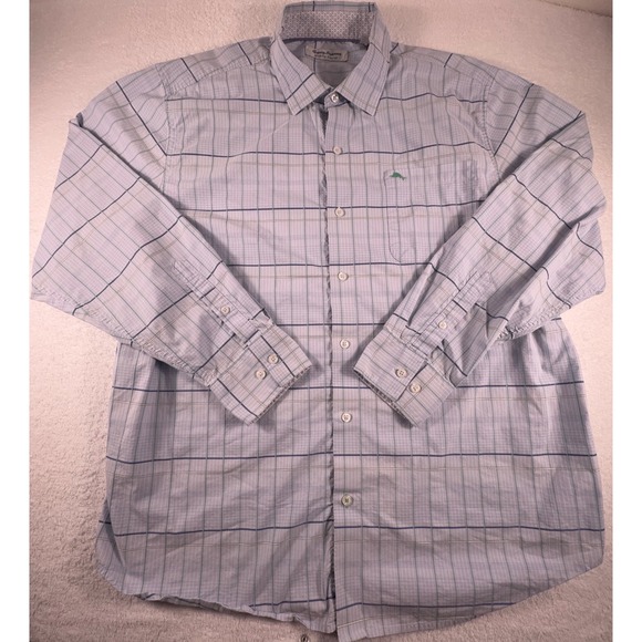 Tommy Bahama Other - Tommy Bahama Shirt Mens XL Blue Plaid Sarasota Stretch Long Sleeves Flip Cuff